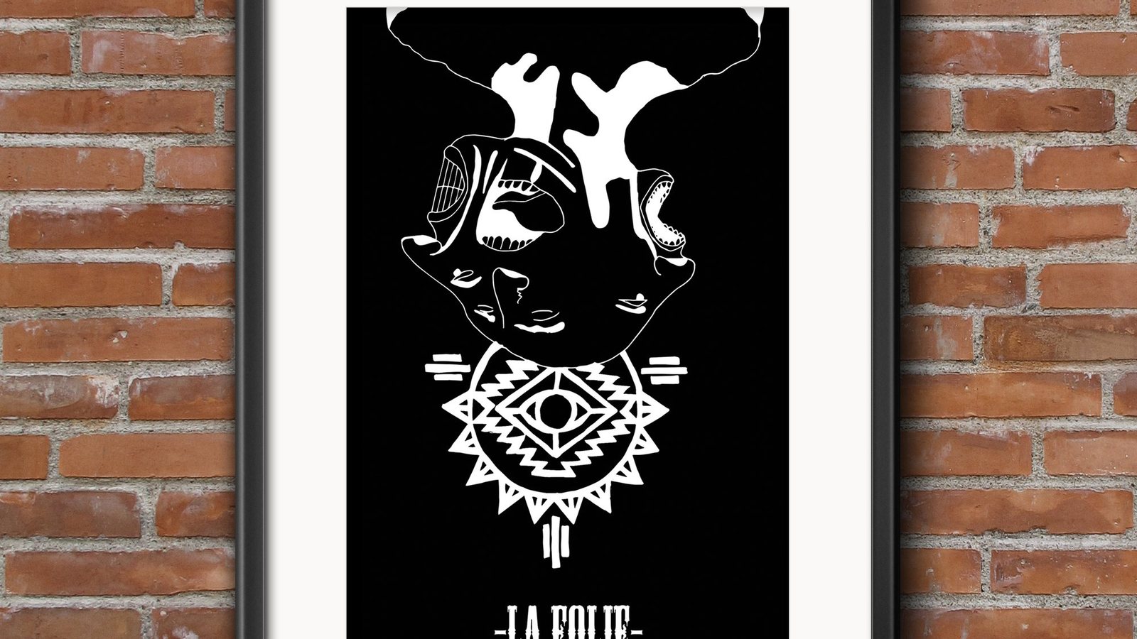 Tarot Game — Sept lames réinventées, dessinées au trait blanc sur noir.